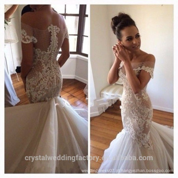 Sexy See Through Back Vestidos de noiva elegantes Vestido De Noiva Designer Mermaid Lace Wedding Dresses 2017 MW2180